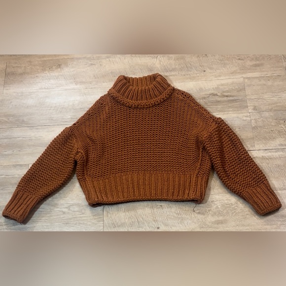 Free People Women’s My Only Sunshine Chunky Knit Ribbed Cropped Sweater Small - Picture 4 of 9